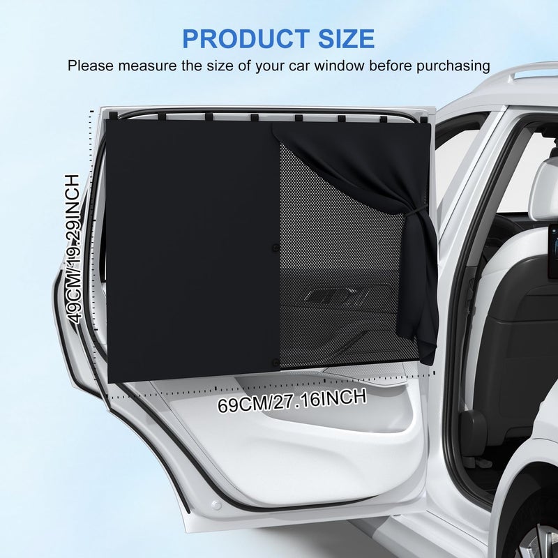 PEMOTech Car Window Shades with 8 Strong Magnets-26.8"x19.7" Dual Layer Car Rear/Side Window Sunshade for Baby - Full Blackout Semi-Transparent 2-in-1 Universal Auto Sun Shade for Kid & Pet Protection (2 Pack) - Image 4